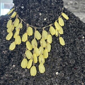 Elegant Yellow Chandelier metal and acrylic Necklace